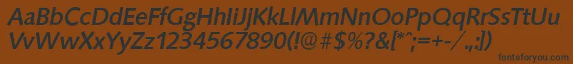 SaxonyserialMediumItalic Font – Black Fonts on Brown Background