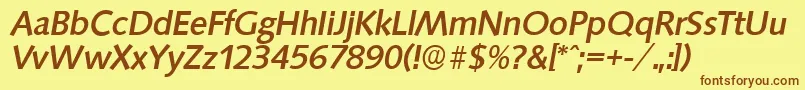 SaxonyserialMediumItalic Font – Brown Fonts on Yellow Background
