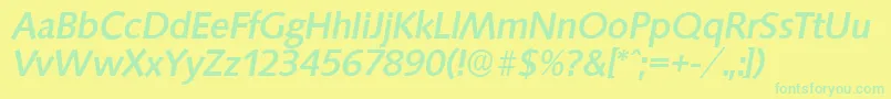 SaxonyserialMediumItalic Font – Green Fonts on Yellow Background