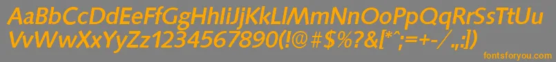フォントSaxonyserialMediumItalic – オレンジの文字は灰色の背景にあります。