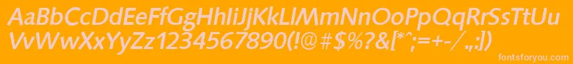 SaxonyserialMediumItalic-Schriftart – Rosa Schriften auf orangefarbenem Hintergrund
