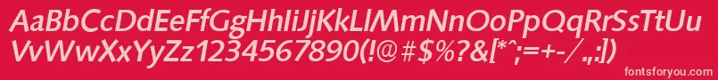 SaxonyserialMediumItalic Font – Pink Fonts on Red Background