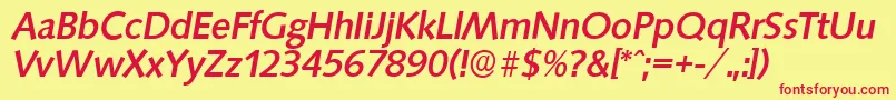 Шрифт SaxonyserialMediumItalic – красные шрифты на жёлтом фоне