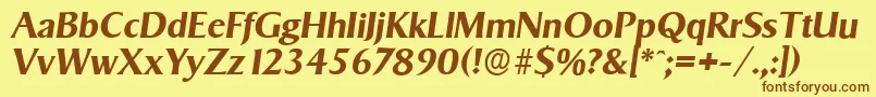 フォントSigvarserialBolditalic – 茶色の文字が黄色の背景にあります。