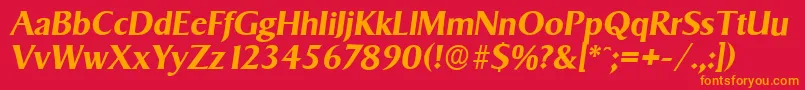 SigvarserialBolditalic-Schriftart – Orangefarbene Schriften auf rotem Hintergrund