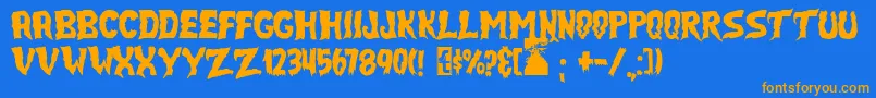 JmhSelectTerror Font – Orange Fonts on Blue Background