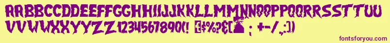 JmhSelectTerror Font – Purple Fonts on Yellow Background