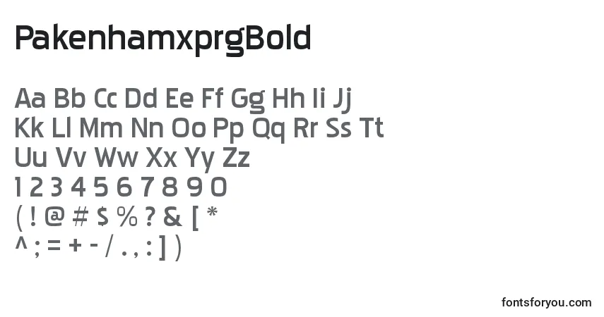 Шрифт PakenhamxprgBold – алфавит, цифры, специальные символы