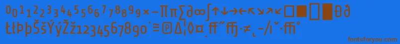 フォントShareTechexp – 茶色の文字が青い背景にあります。