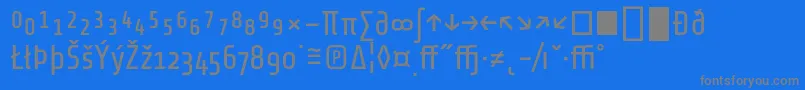 ShareTechexp-fontti – harmaat kirjasimet sinisellä taustalla