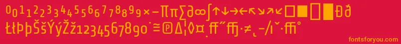 フォントShareTechexp – 赤い背景にオレンジの文字