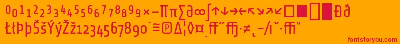 フォントShareTechexp – オレンジの背景に赤い文字