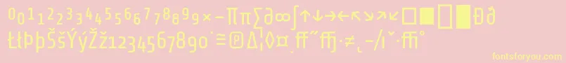 ShareTechexp-fontti – keltaiset fontit vaaleanpunaisella taustalla