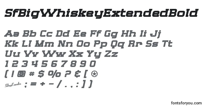 Шрифт SfBigWhiskeyExtendedBold – алфавит, цифры, специальные символы