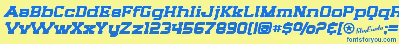 SfBigWhiskeyExtendedBold Font – Blue Fonts on Yellow Background