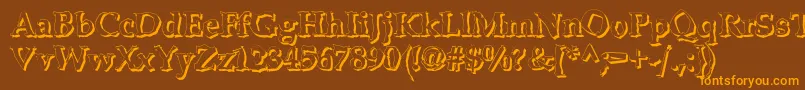 Weitere Informationen zur BonkersShadow-Schriftart BonkersShadow-Schriftart – Orangefarbene Schriften auf braunem Hintergrund