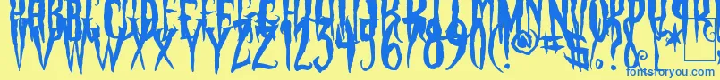 PhantomFingers Font – Blue Fonts on Yellow Background