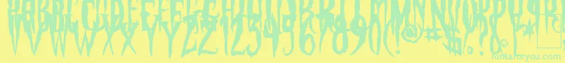 PhantomFingers Font – Green Fonts on Yellow Background