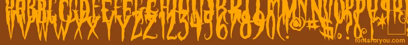 PhantomFingers-Schriftart – Orangefarbene Schriften auf braunem Hintergrund