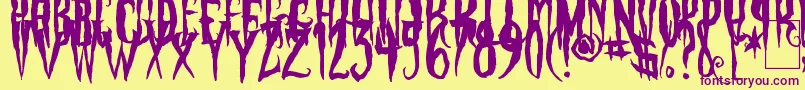 PhantomFingers Font – Purple Fonts on Yellow Background