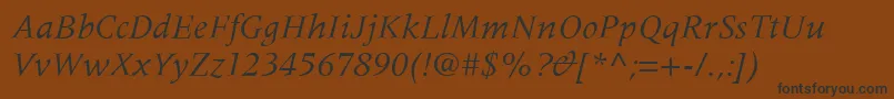 MeridienLtItalic Font – Black Fonts on Brown Background