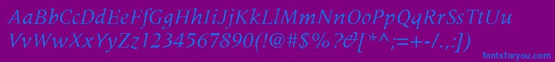 MeridienLtItalic Font – Blue Fonts on Purple Background
