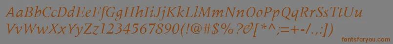 MeridienLtItalic Font – Brown Fonts on Gray Background