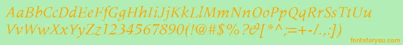 MeridienLtItalic Font – Orange Fonts on Green Background
