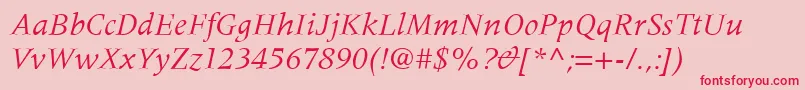 MeridienLtItalic Font – Red Fonts on Pink Background