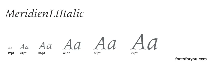 Größen der Schriftart MeridienLtItalic