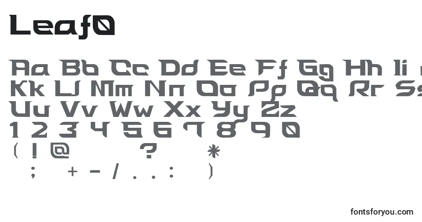 Czcionka Leaf0 – alfabet, cyfry, specjalne znaki