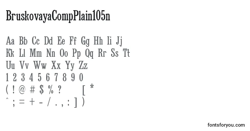 Czcionka BruskovayaCompPlain105n – alfabet, cyfry, specjalne znaki