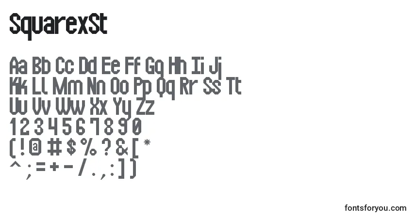 A fonte SquarexSt – alfabeto, números, caracteres especiais