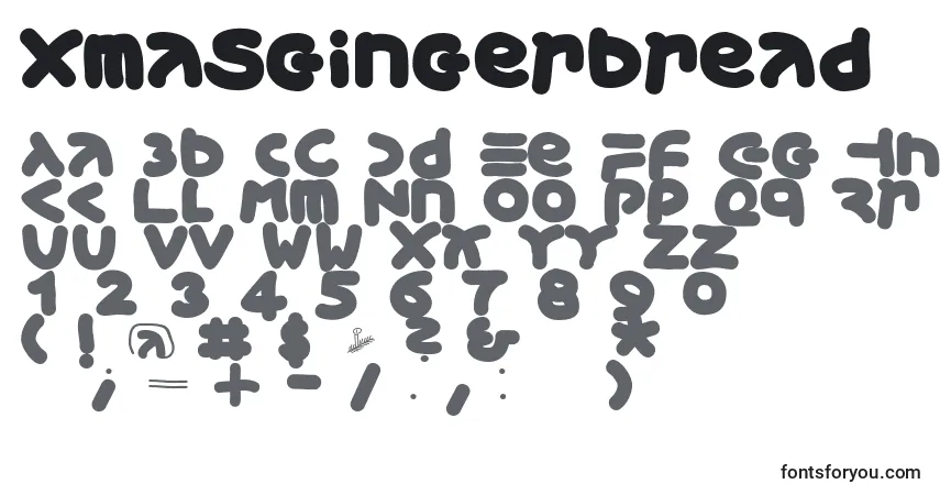 Czcionka Xmasgingerbread – alfabet, cyfry, specjalne znaki
