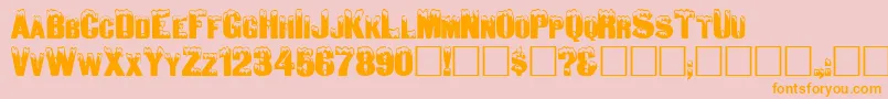 Igloolaser-Schriftart – Orangefarbene Schriften auf rosa Hintergrund