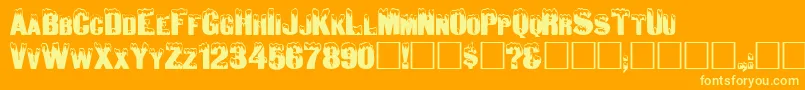 Igloolaser-Schriftart – Gelbe Schriften auf orangefarbenem Hintergrund