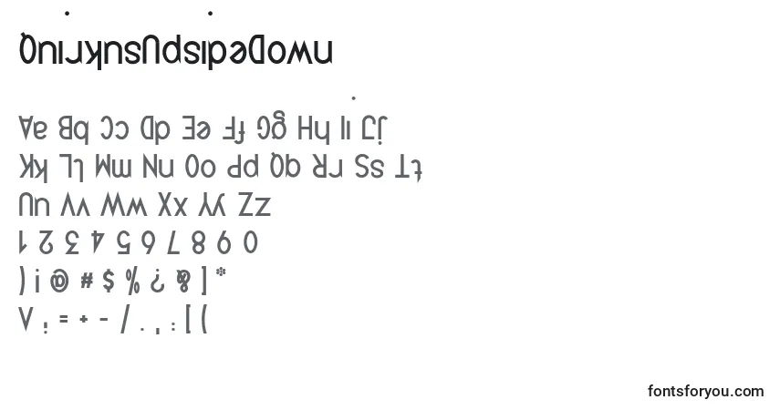 A fonte QuirkusUpsideDown – alfabeto, números, caracteres especiais