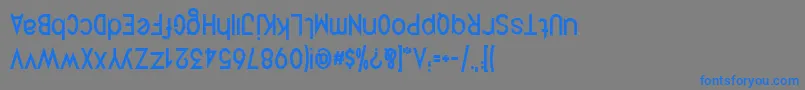 フォントQuirkusUpsideDown – 灰色の背景に青い文字