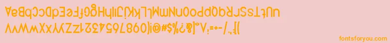 フォントQuirkusUpsideDown – オレンジの文字がピンクの背景にあります。