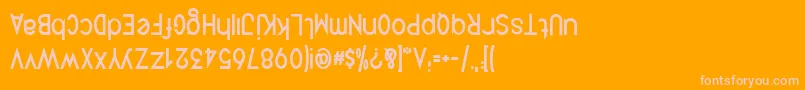 QuirkusUpsideDown-Schriftart – Rosa Schriften auf orangefarbenem Hintergrund