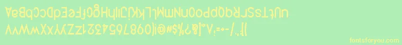 QuirkusUpsideDown-fontti – keltaiset fontit vihreällä taustalla