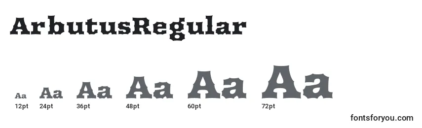 Размеры шрифта ArbutusRegular