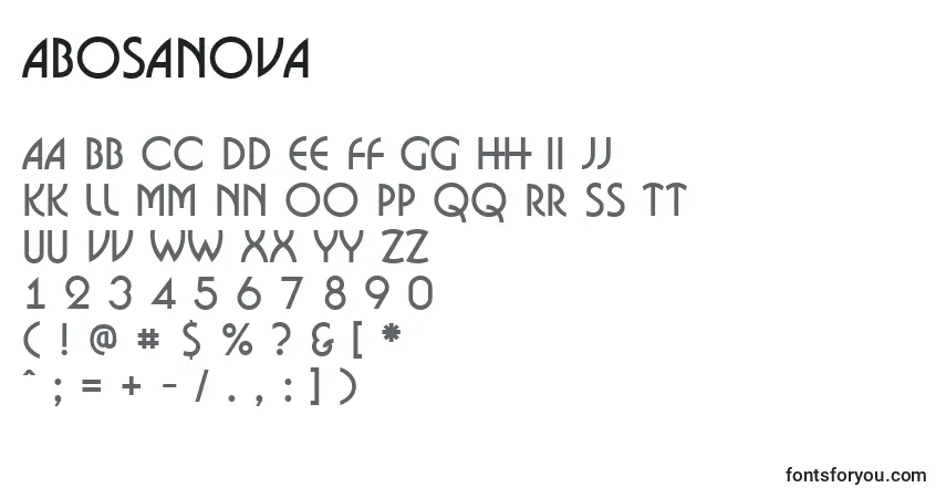 Schriftart ABosanova – Alphabet, Zahlen, spezielle Symbole