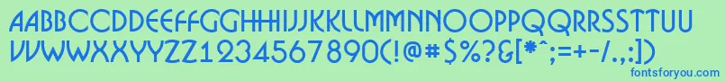 フォントABosanova – 青い文字は緑の背景です。