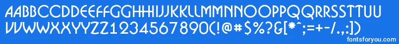 Czcionka ABosanova – białe czcionki na niebieskim tle