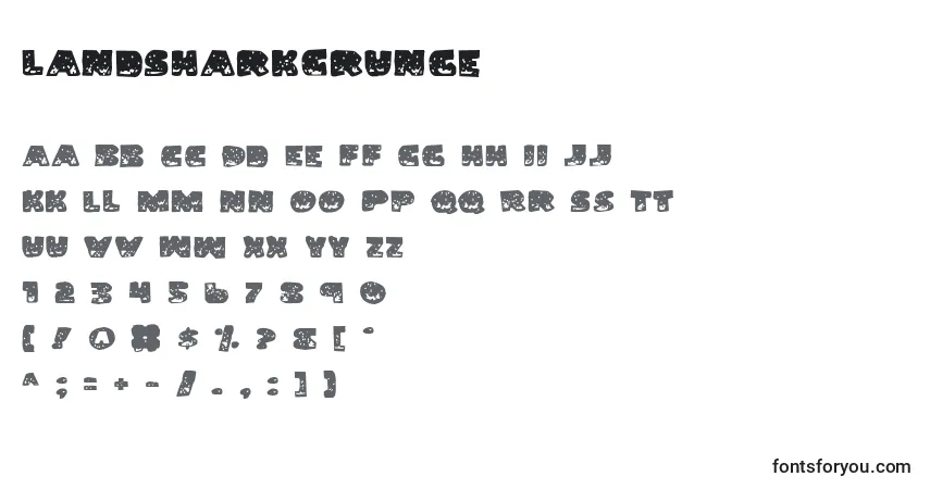 Czcionka LandSharkGrunge – alfabet, cyfry, specjalne znaki