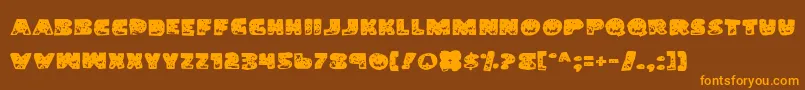 LandSharkGrunge-Schriftart – Orangefarbene Schriften auf braunem Hintergrund