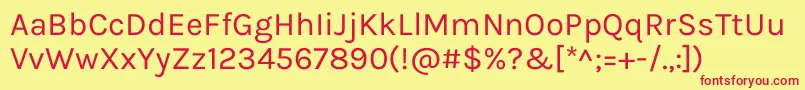KarlaRegular Font – Red Fonts on Yellow Background