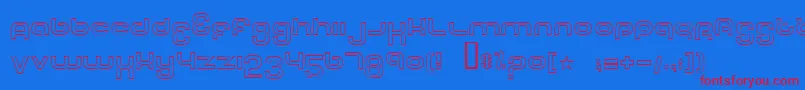 TechFontOutline-Schriftart – Rote Schriften auf blauem Hintergrund