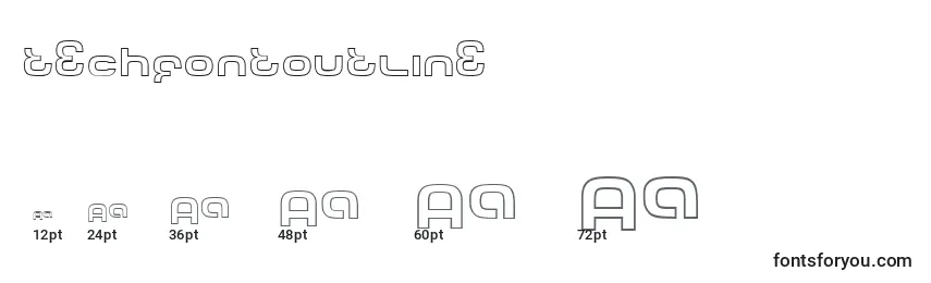 TechFontOutline Font Sizes